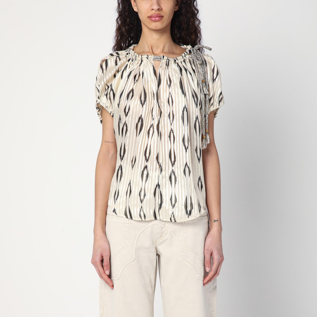 ISABEL MARANT Ecru/black blouse in silk Isabel Marant