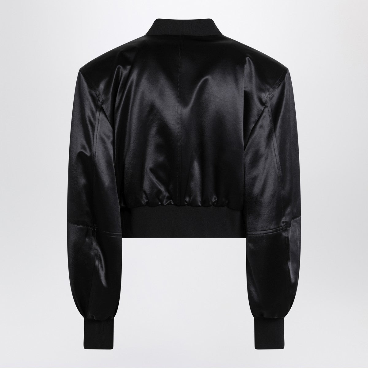 The Attico Black shiny cropped bomber The Attico