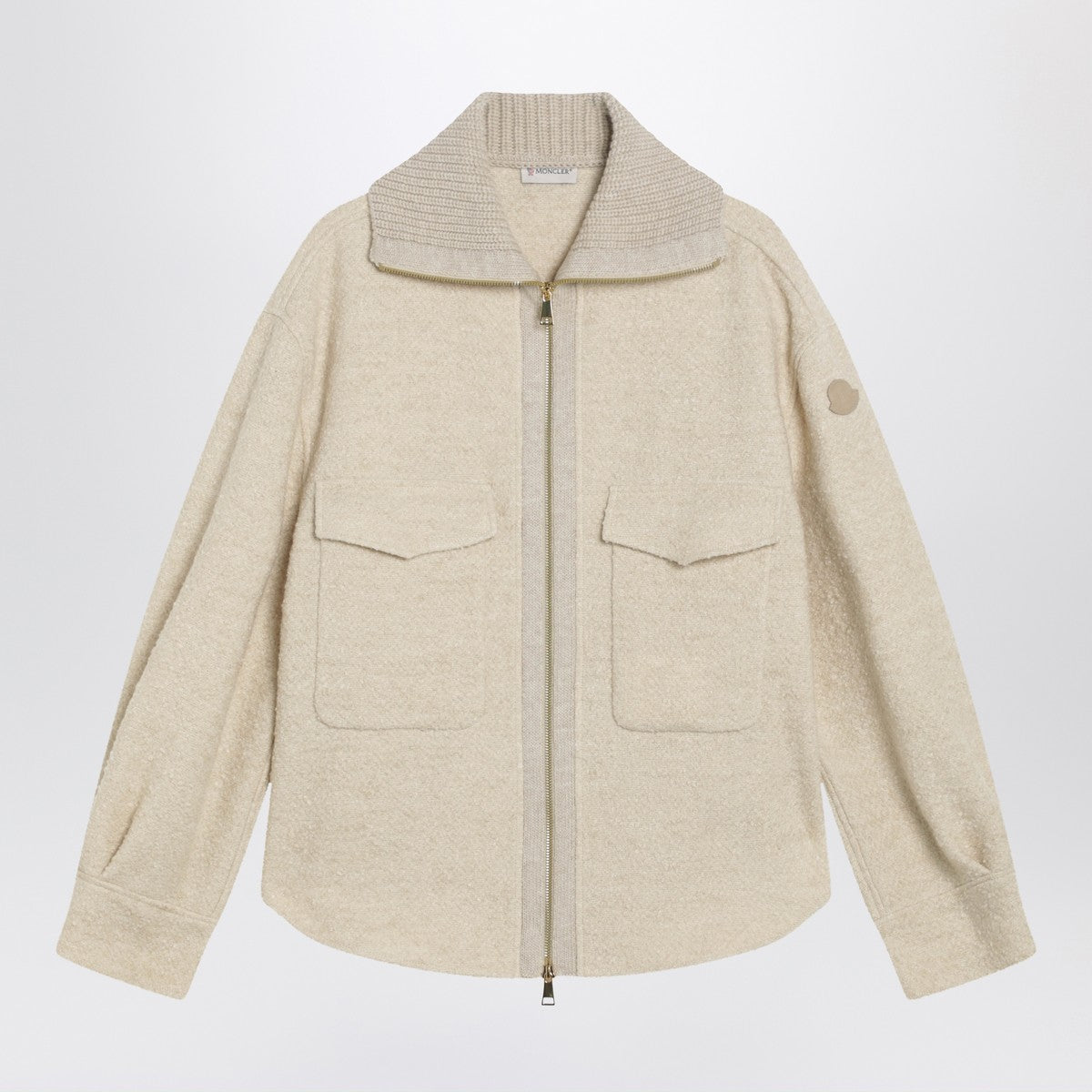 Moncler Light beige zip jacket in wool blend Moncler