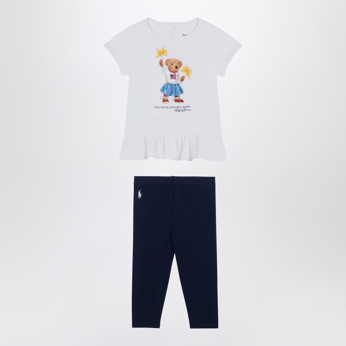 Polo Ralph Lauren White/navy blue cotton two-piece set with print Polo Ralph Lauren