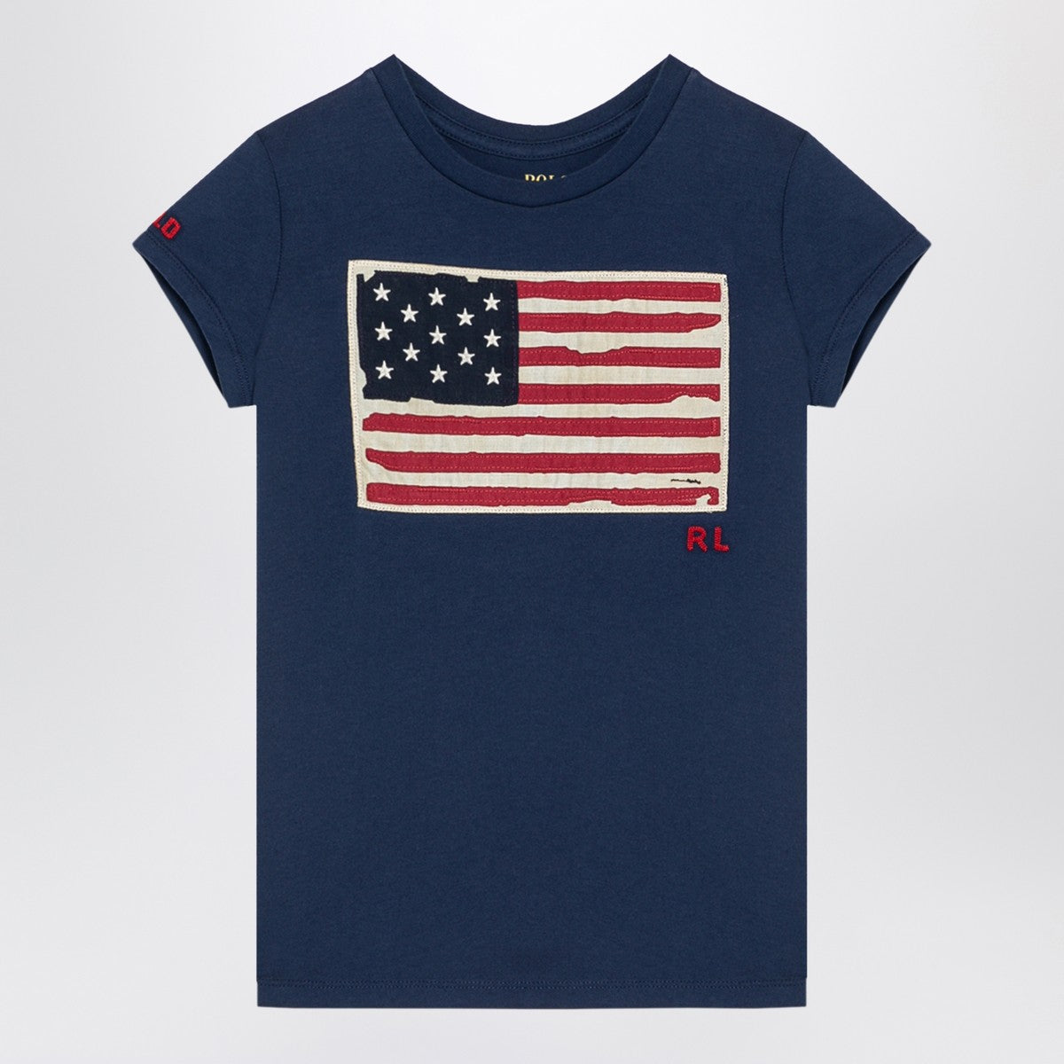 Polo Ralph Lauren Blue navy cotton crew-neck T-shirt with flag patch Polo Ralph Lauren