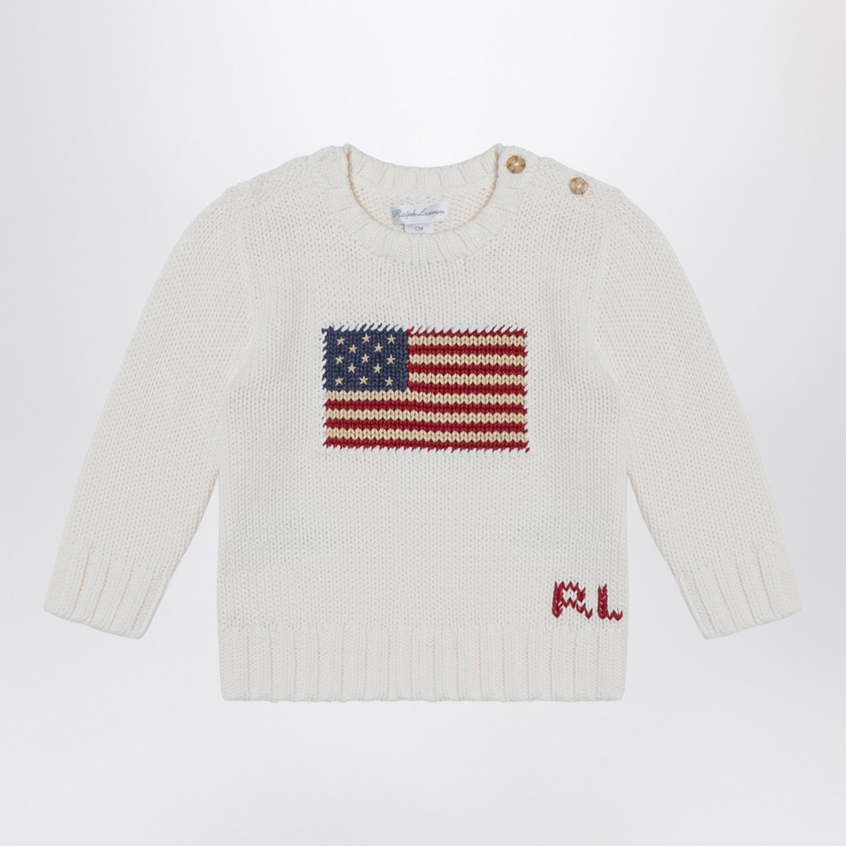 Polo Ralph Lauren White cotton jumper with flag inlay Polo Ralph Lauren