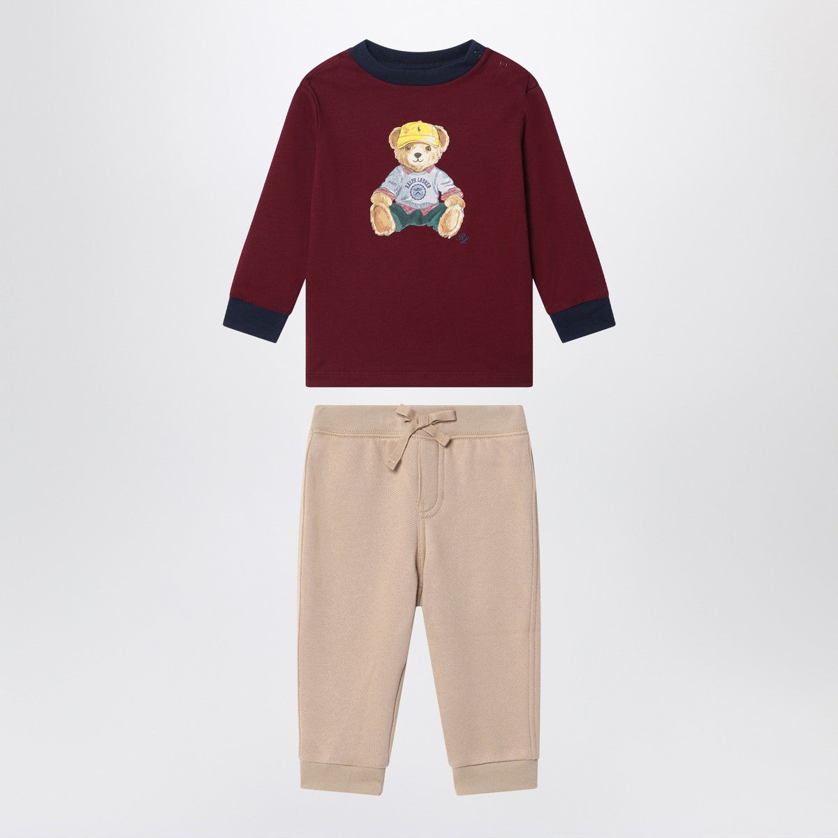 Polo Ralph Lauren Two-piece Polo Bear set in burgundy/beige Polo Ralph Lauren