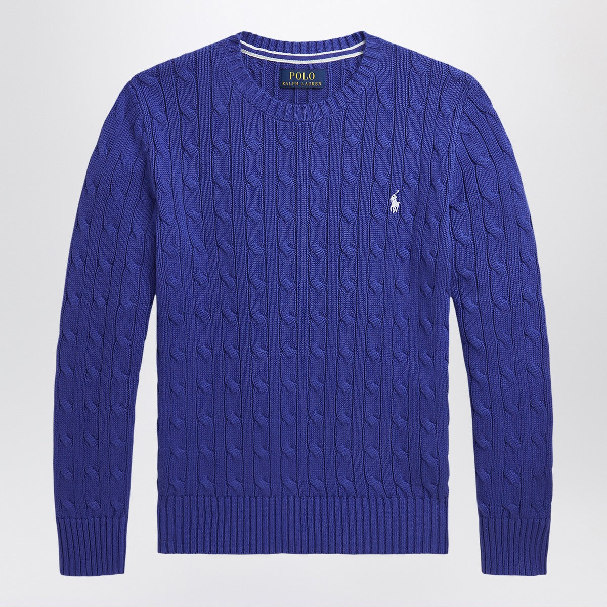 Polo Ralph Lauren Bright blue crew neck sweater with braids Polo Ralph Lauren
