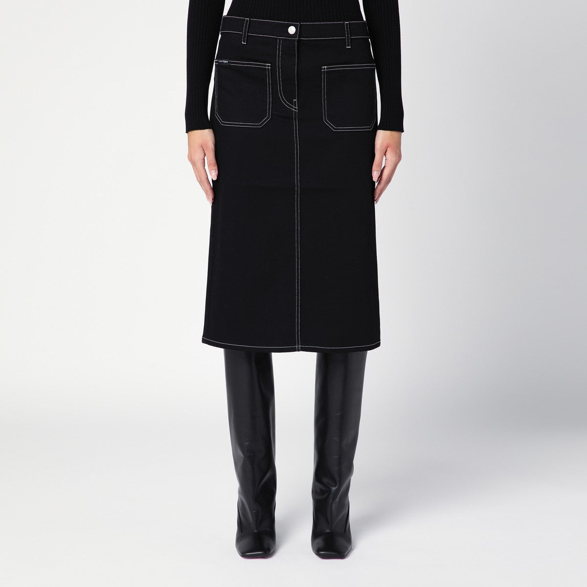 Courreges Courrèges Black denim midi skirt Courreges