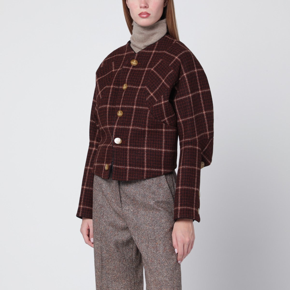 Vivienne Westwood Brown tartan wool pourpoint jacket Vivienne Westwood