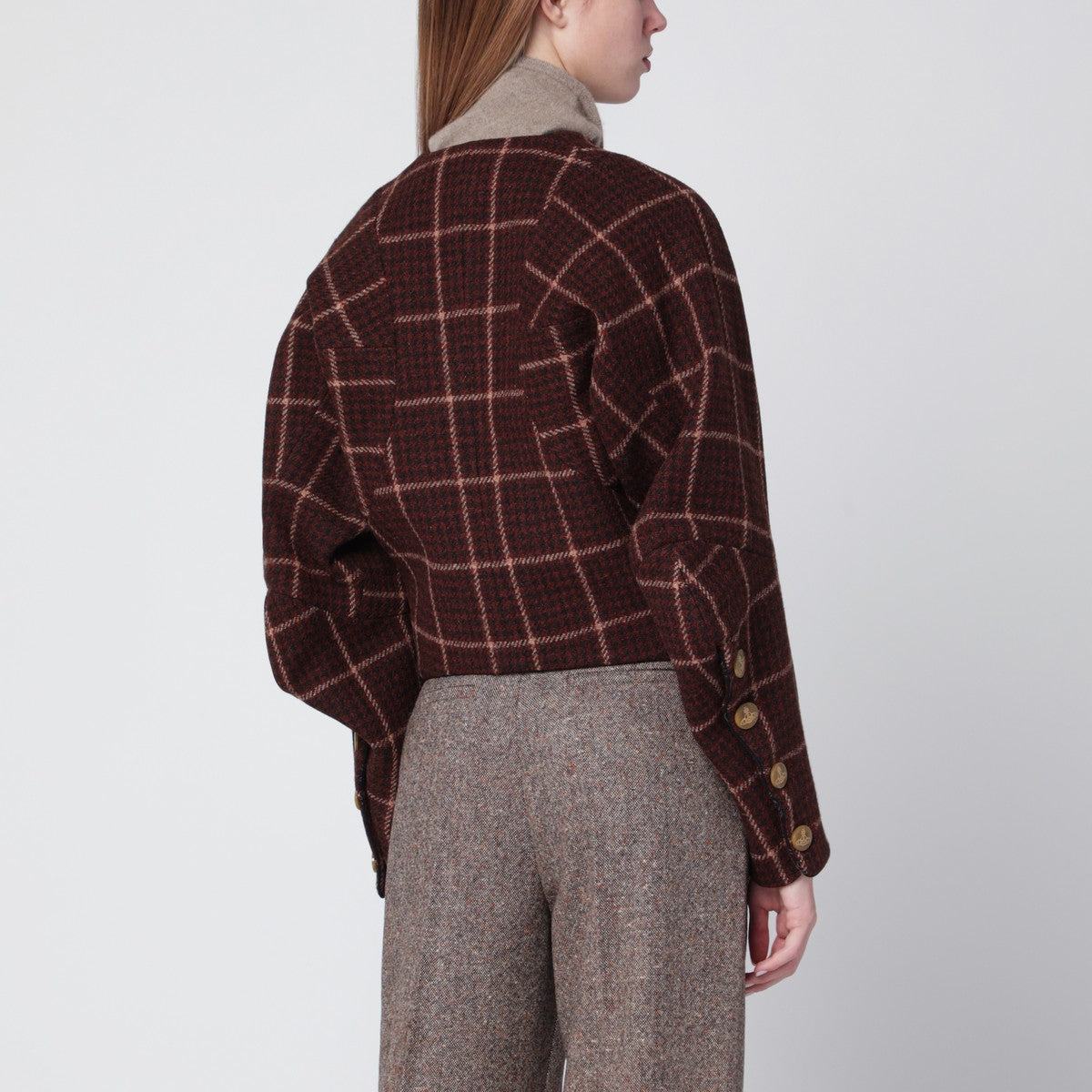 Vivienne Westwood Brown tartan wool pourpoint jacket Vivienne Westwood