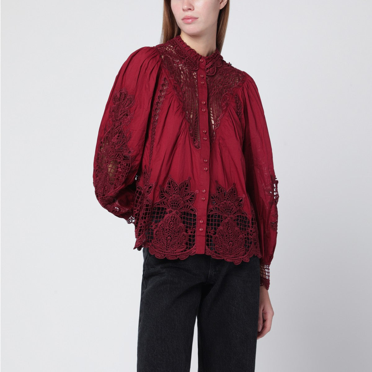 FARM Rio Berry Garden blouse in guipure lace FARM Rio