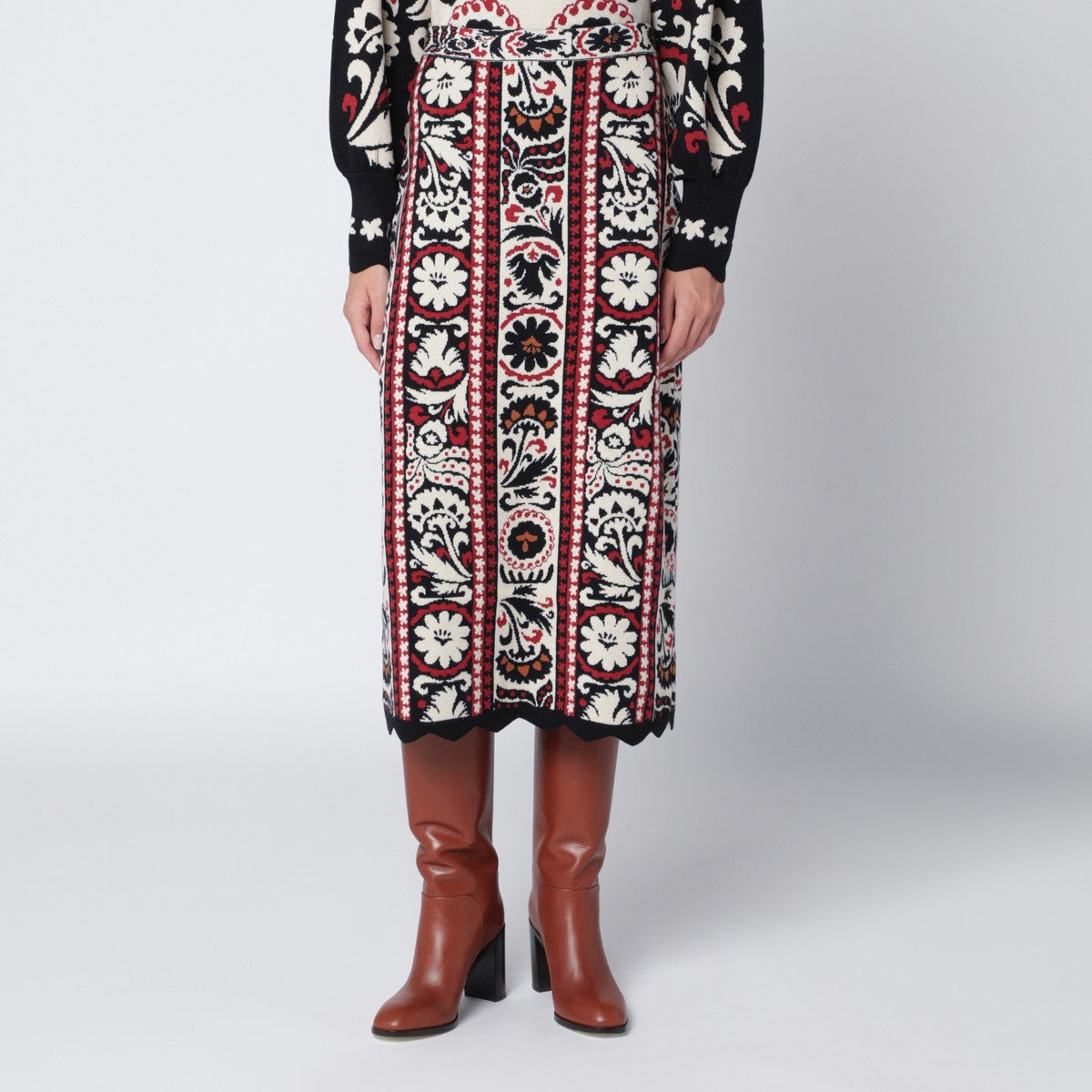 FARM Rio Ivory striped skirt with tapestry FARM Rio