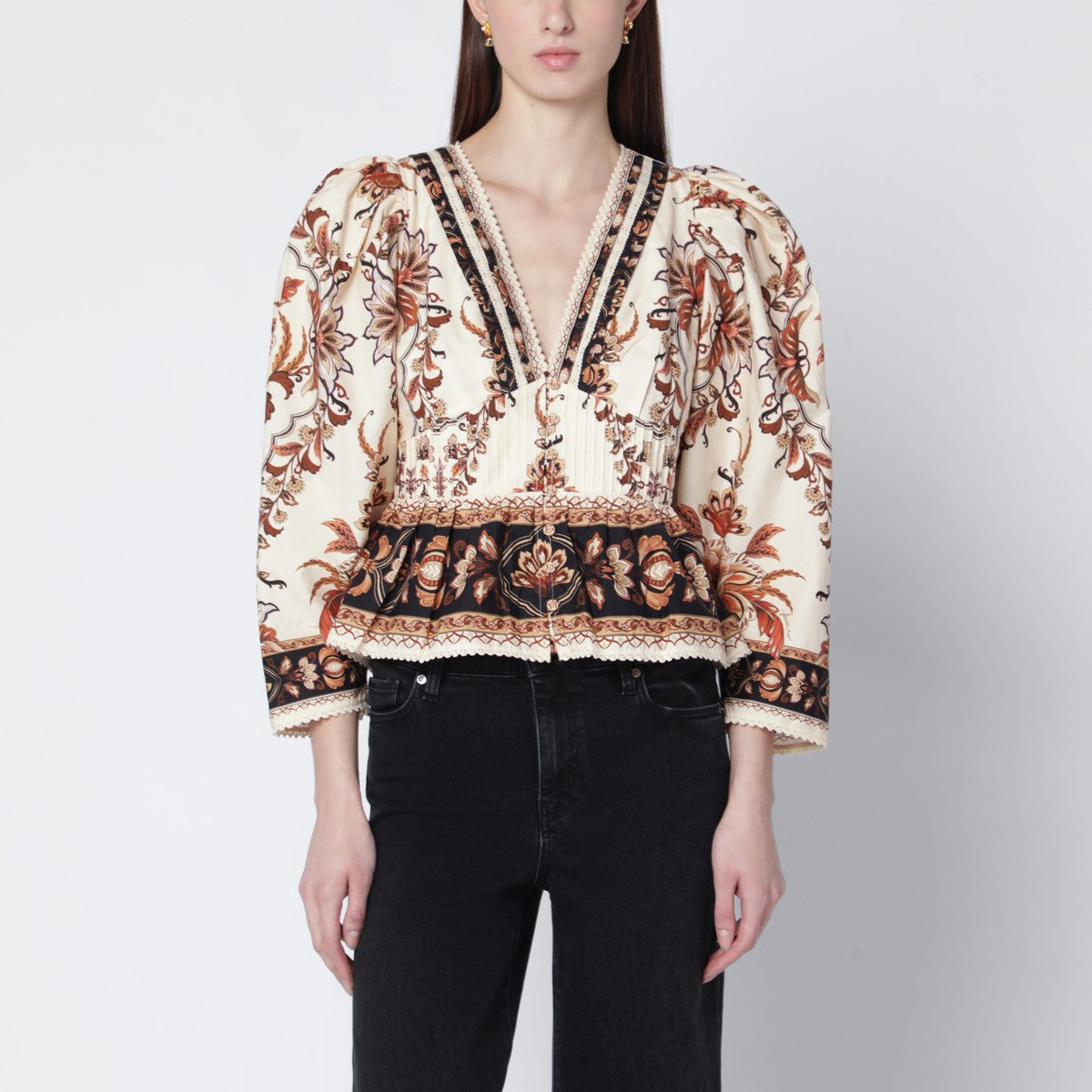 FARM Rio Sand “Majestic Garden Lace” blouse FARM Rio