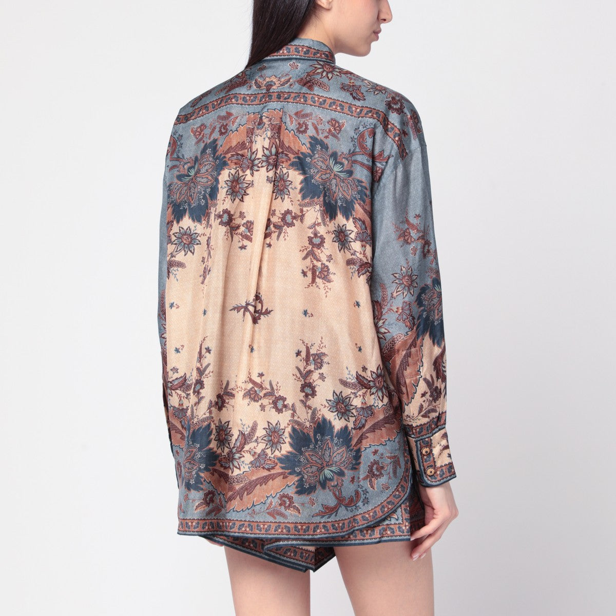 ZIMMERMANN Blue/cream Ascension shirt with floral print Zimmermann