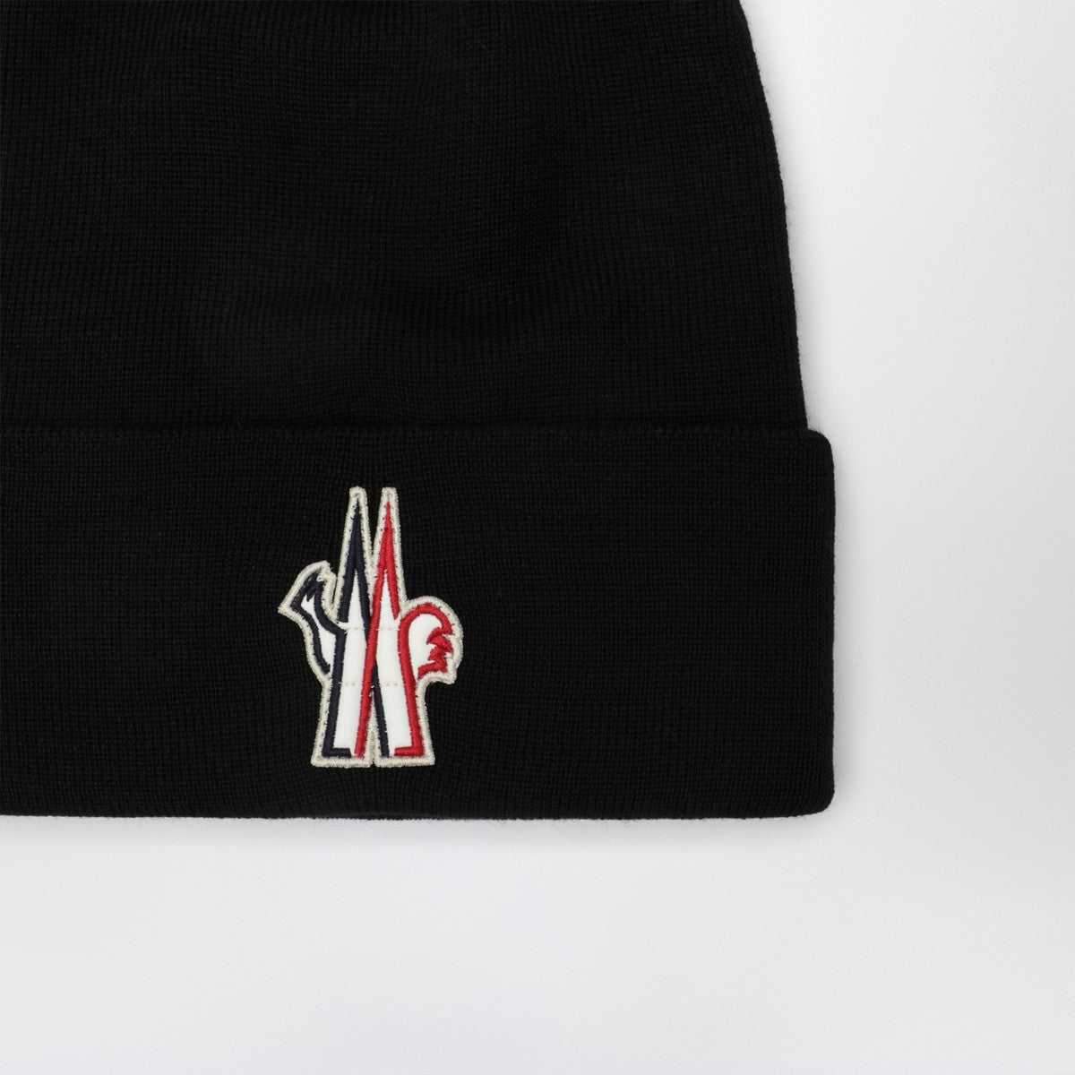 Moncler Grenoble Black wool hat with logo embroidery Moncler Grenoble