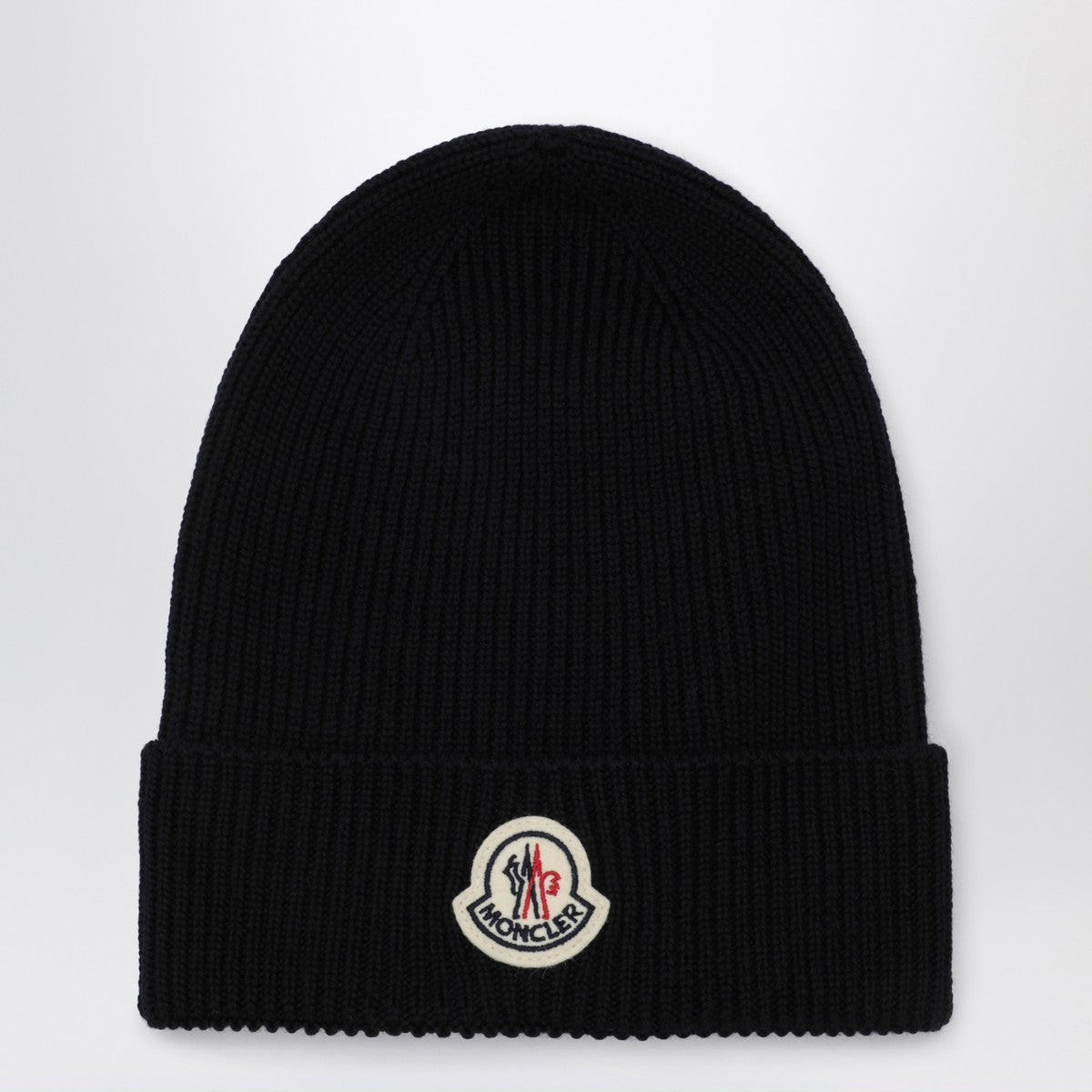 Moncler Blue wool beanie with logo patch Moncler