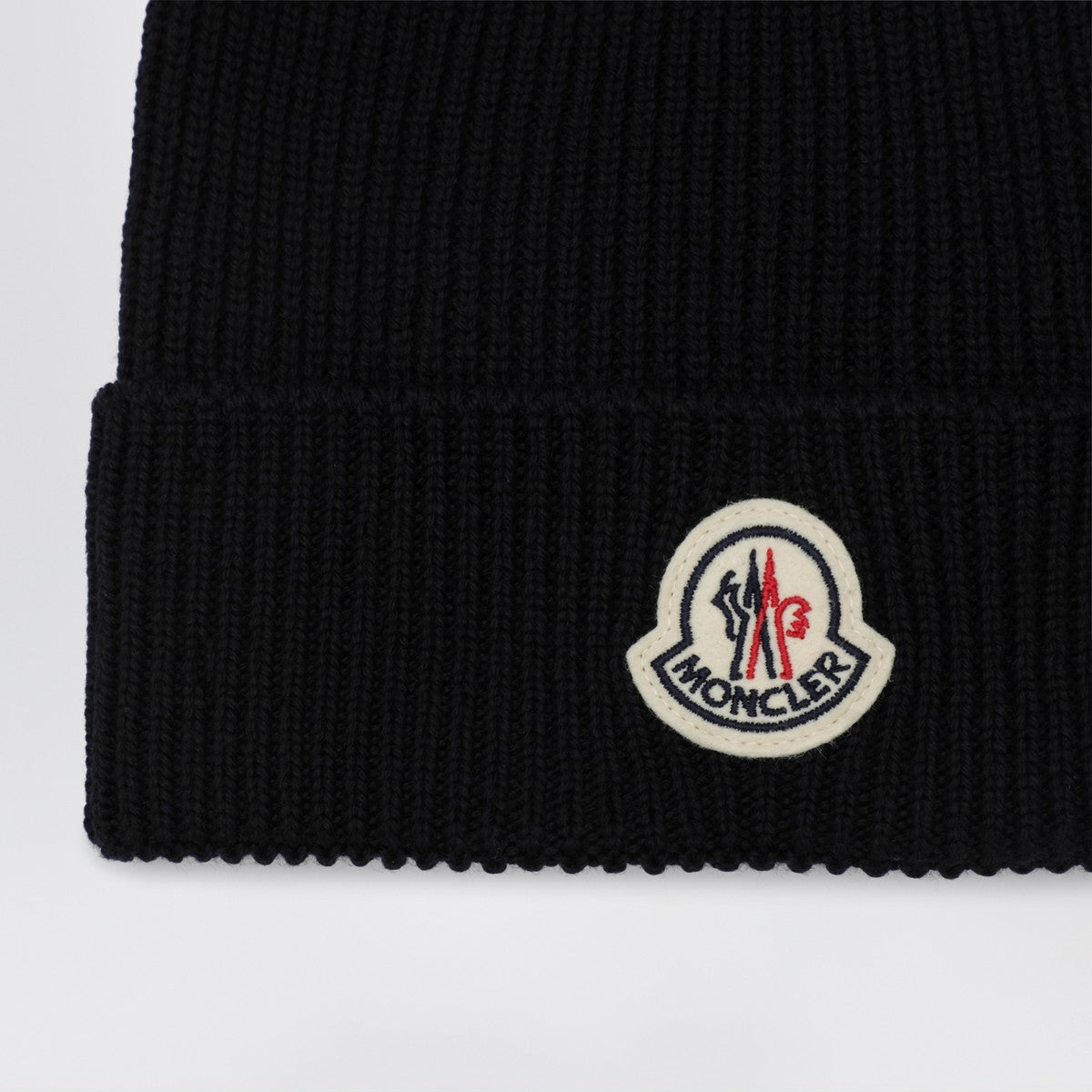 Moncler Blue wool beanie with logo patch Moncler