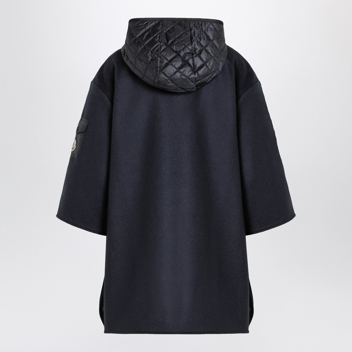 Moncler Blue wool blend cape with zip and hood Moncler