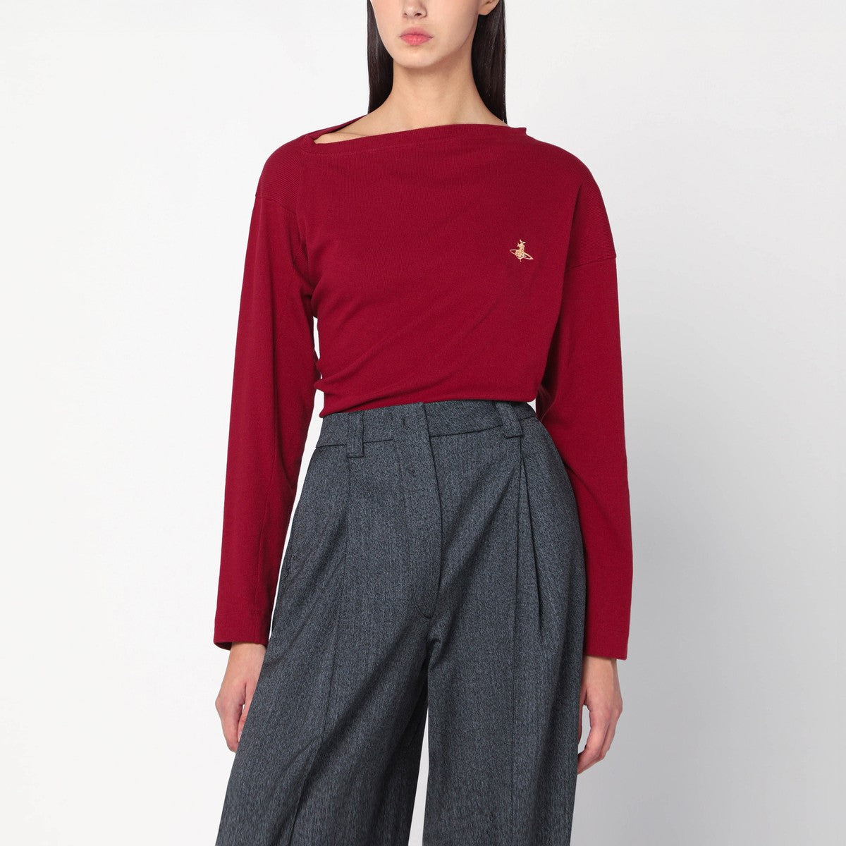 Vivienne Westwood Brick red asymmetrical top with Orb logo Vivienne Westwood