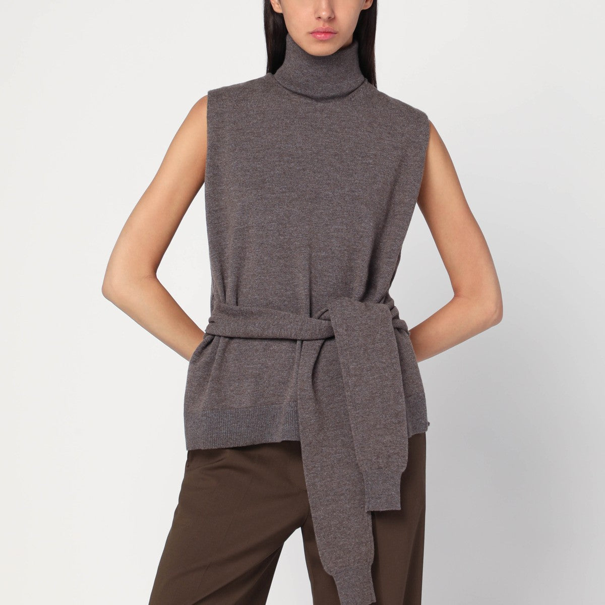 Róhe Double-layer taupe mélange sweater Róhe