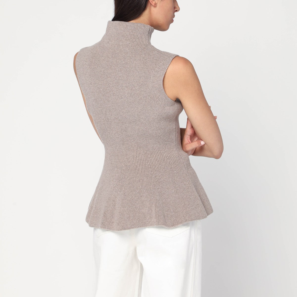 Róhe Sleeveless taupe mélange top in cashmere blend Róhe