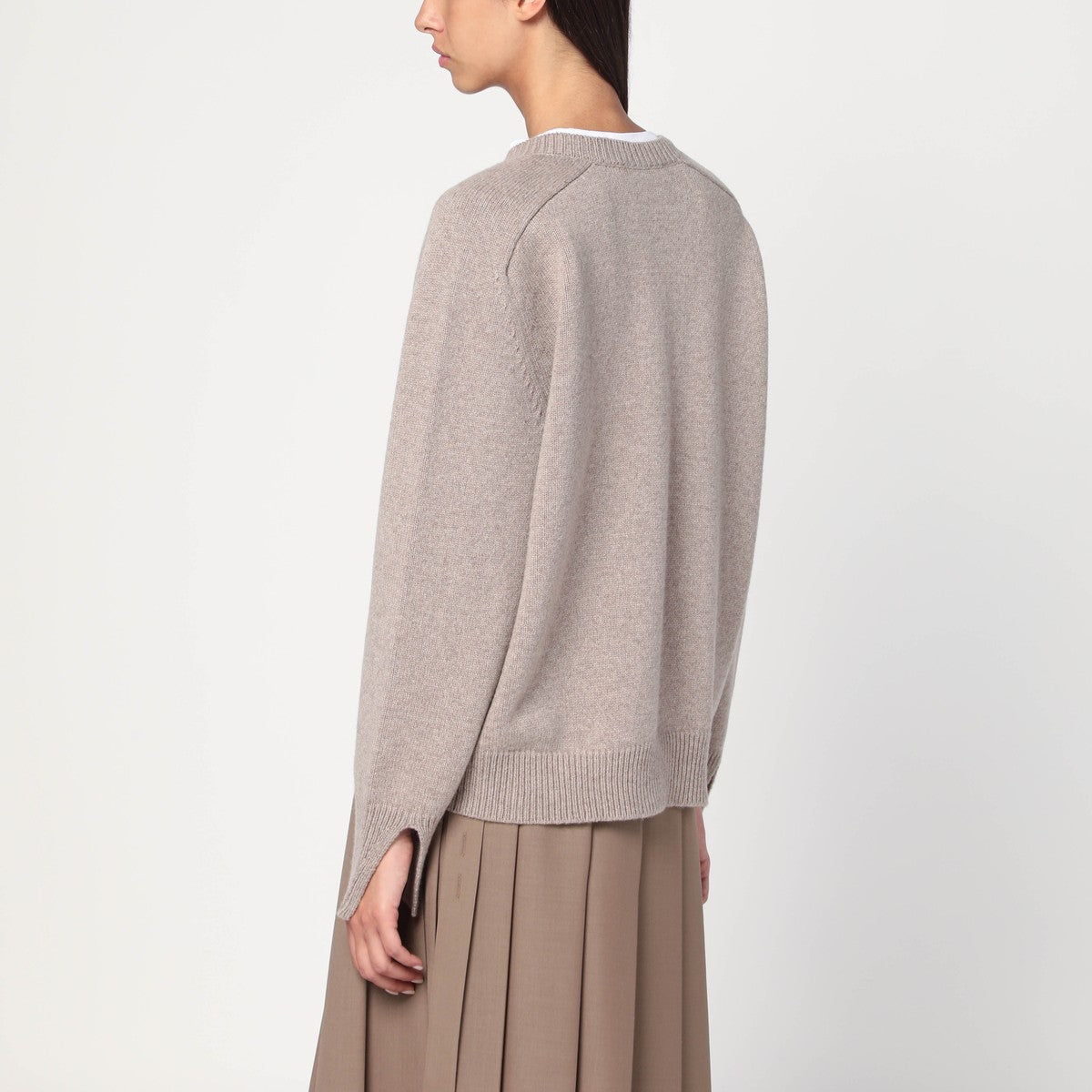 Róhe Taupe mélange sweater in cashmere blend Róhe
