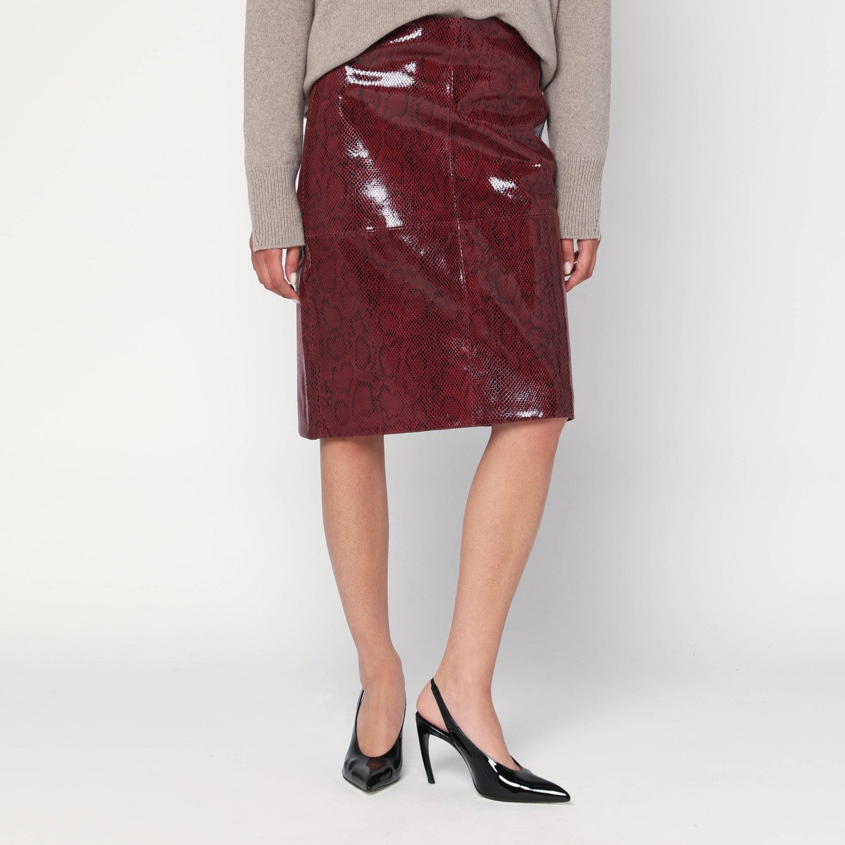 Róhe Bordeaux skirt in faux snakeskin leather Róhe