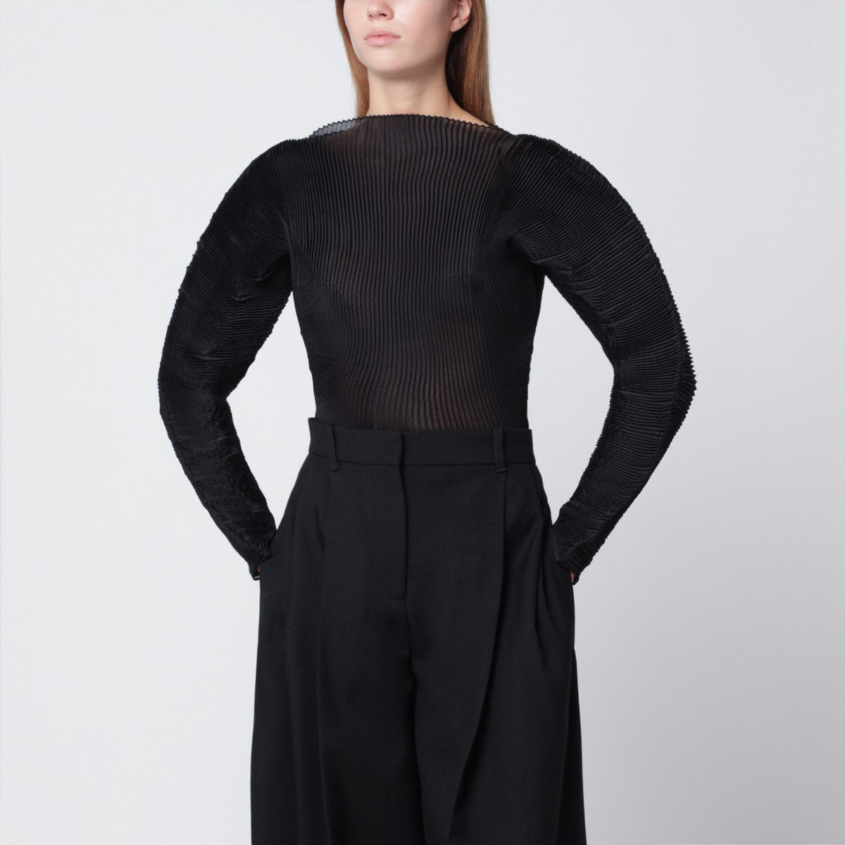 Róhe Black pleated sculptural top Róhe
