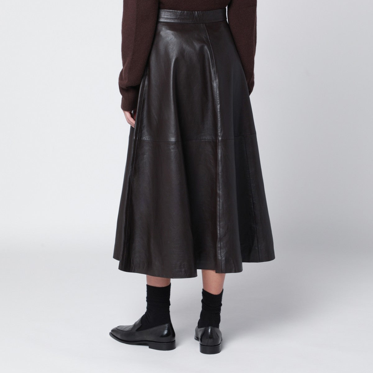 Róhe Brown leather flared skirt Róhe