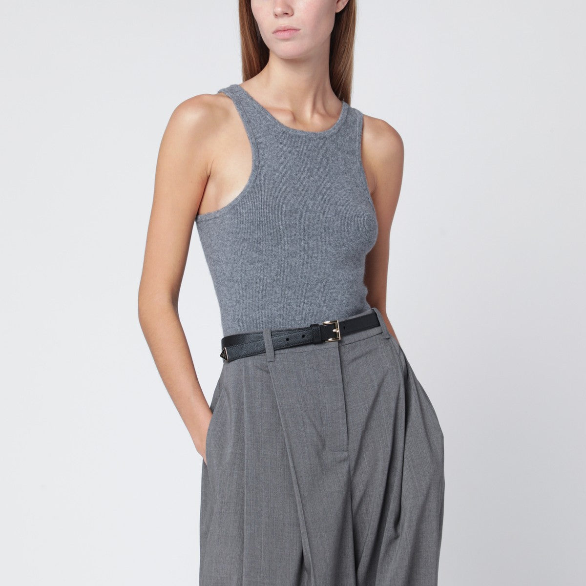 ALMADA LABEL Luna top in grey wool and cashmere ALMADA LABEL