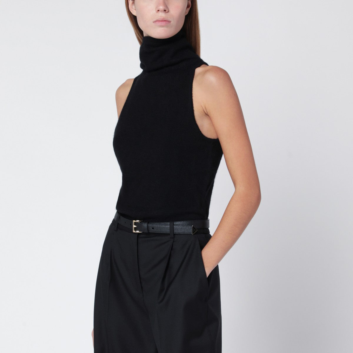 ALMADA LABEL Vida top in black organic cashmere ALMADA LABEL