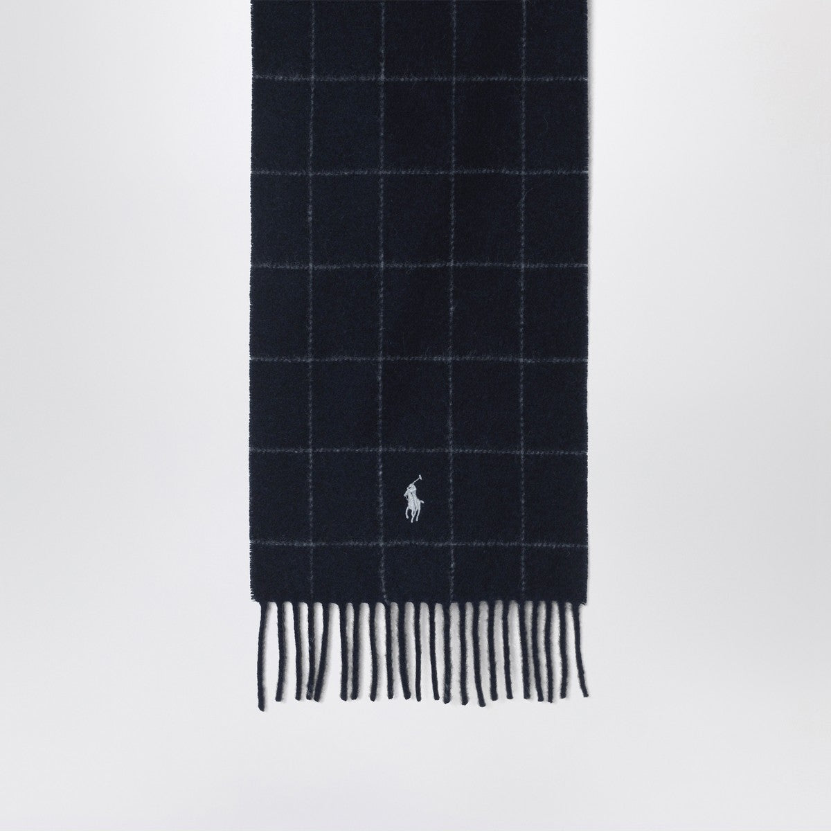 Polo Ralph Lauren Navy blue checked scarf with logo embroidery Polo Ralph Lauren