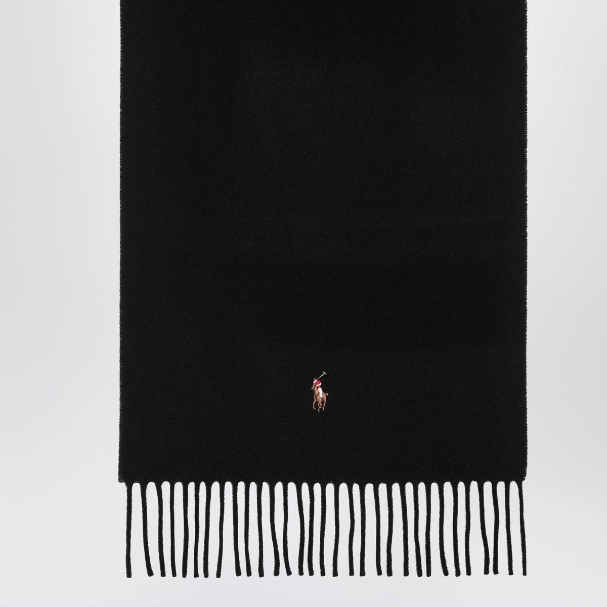 Polo Ralph Lauren Black wool scarf with fringes Polo Ralph Lauren