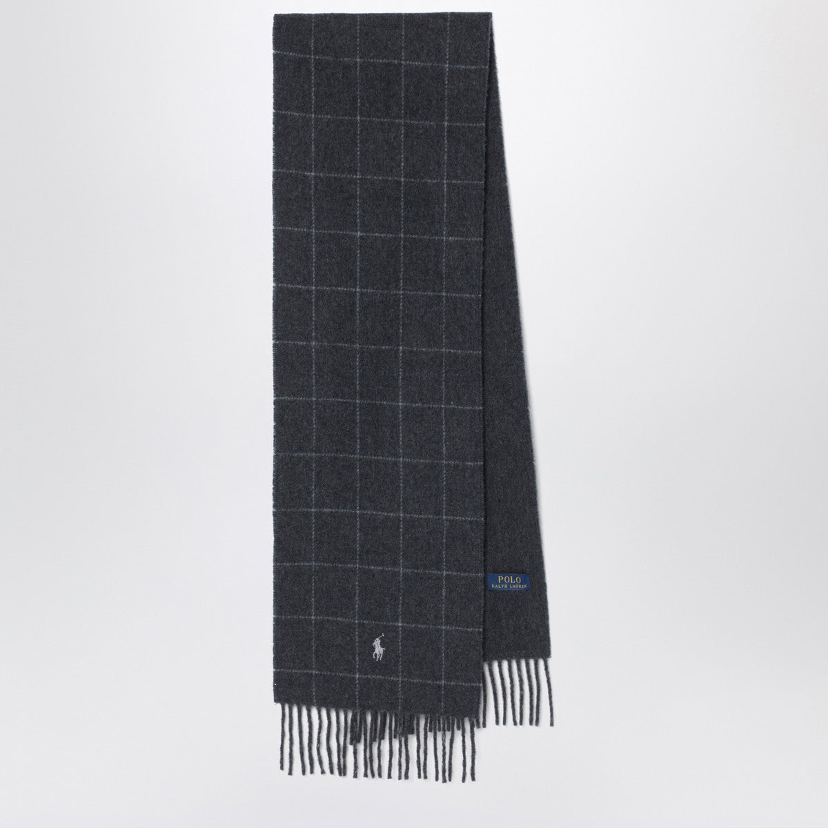 Polo Ralph Lauren Navy blue checked scarf with logo embroidery Polo Ralph Lauren