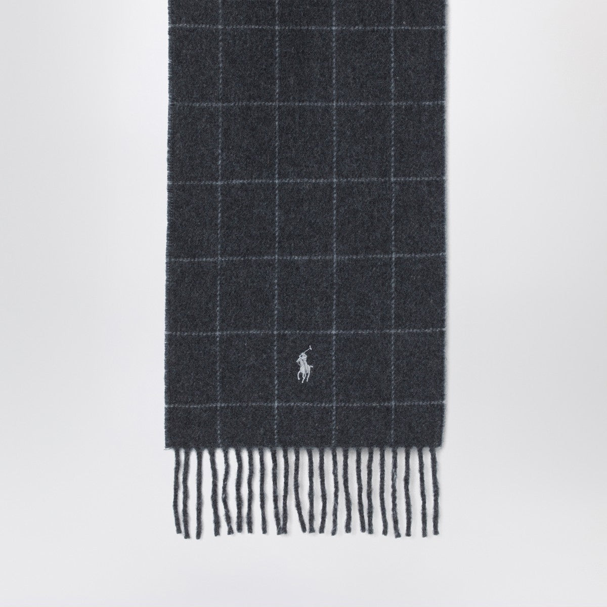 Polo Ralph Lauren Navy blue checked scarf with logo embroidery Polo Ralph Lauren