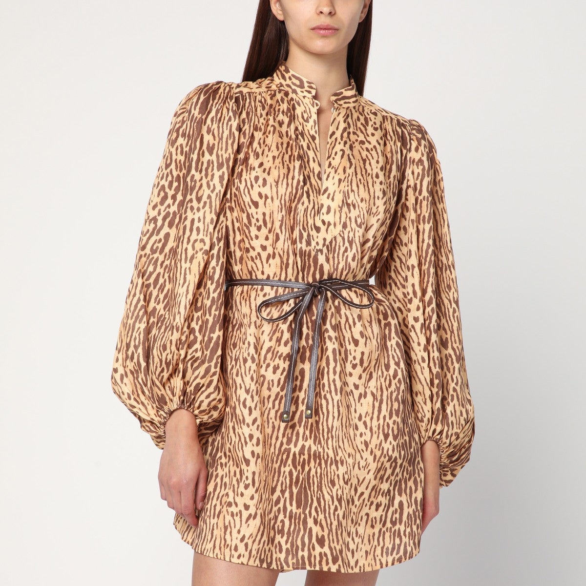 ZIMMERMANN Leopard print short dress in linen Zimmermann