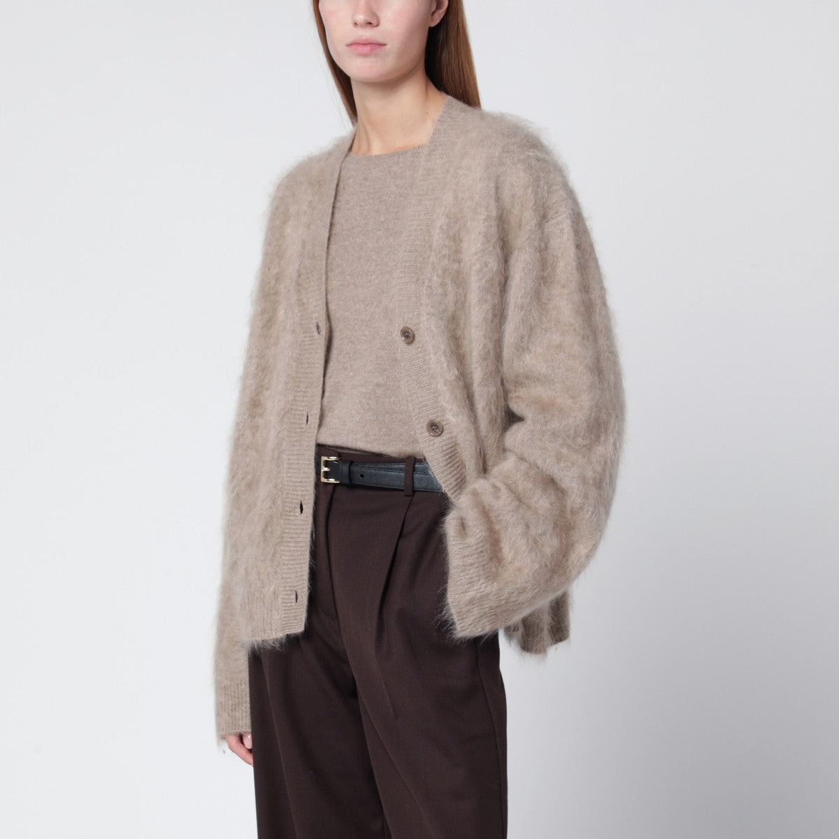 ALMADA LABEL Macy cardigan in beige organic cashmere ALMADA LABEL