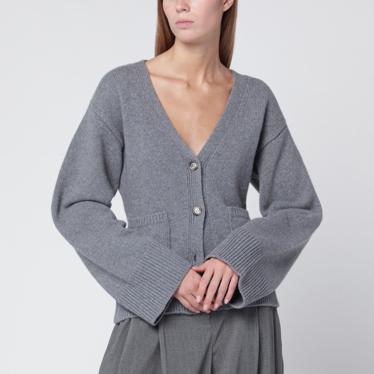ALMADA LABEL Drea cardigan in grey wool and cashmere ALMADA LABEL