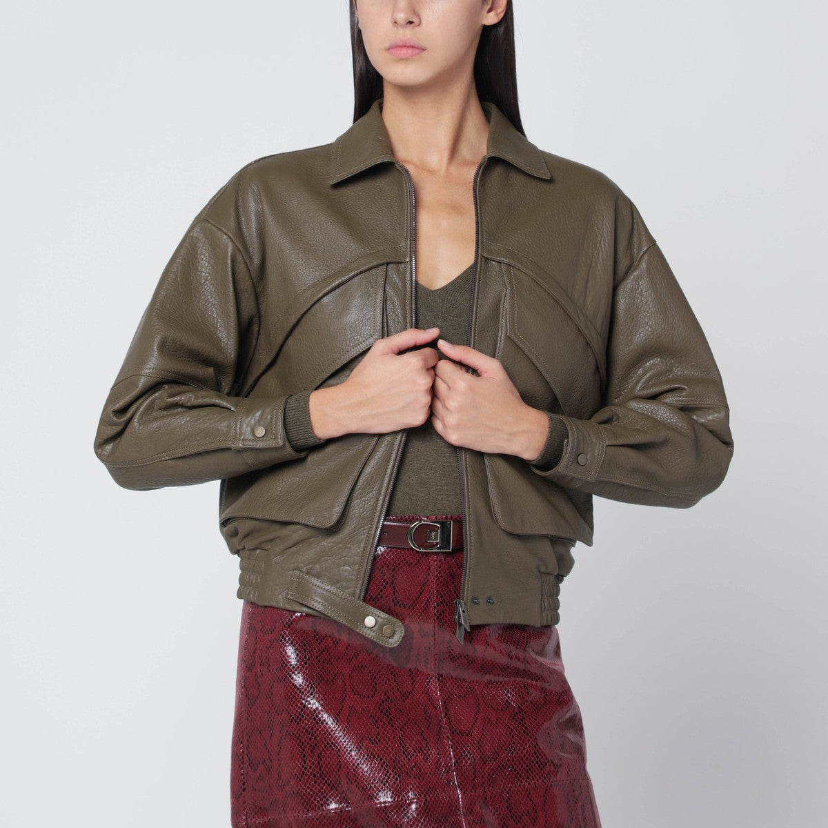 Salvatore Santoro Olive green leather bomber Salvatore Santoro