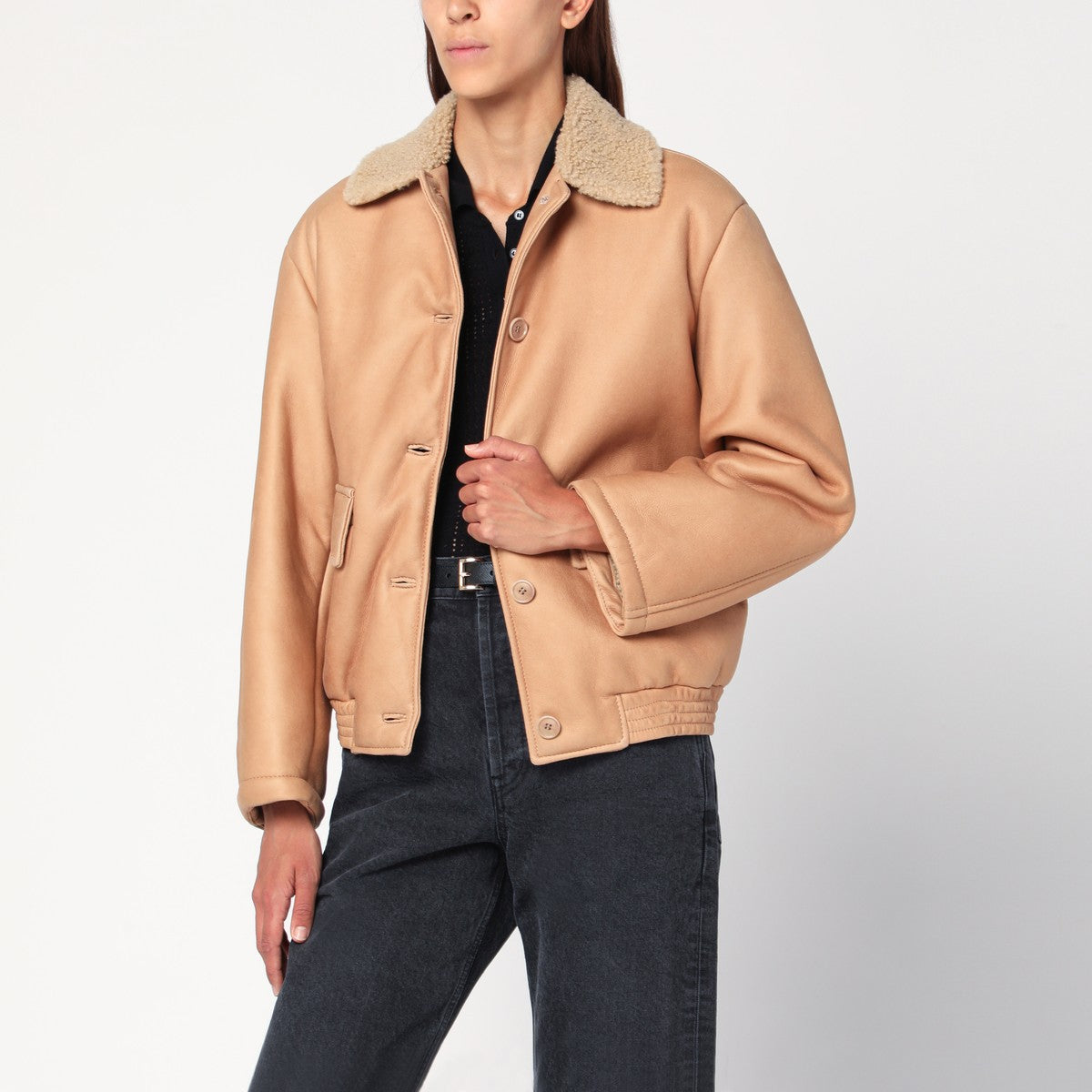 Salvatore Santoro Nude leather bomber jacket Salvatore Santoro