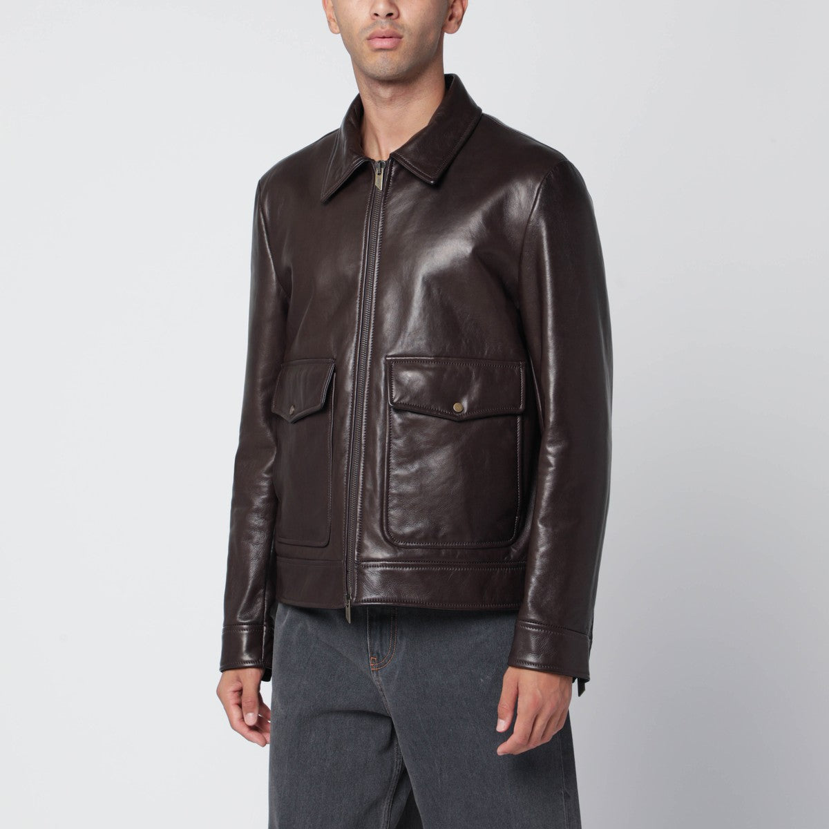 Salvatore Santoro Brown leather zip jacket Salvatore Santoro