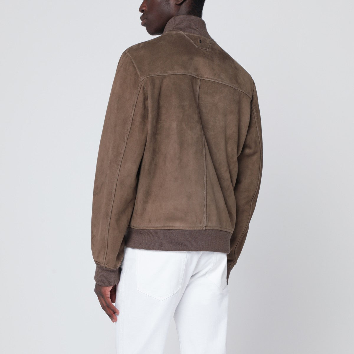 Salvatore Santoro Brown suede leather zip bomber Salvatore Santoro