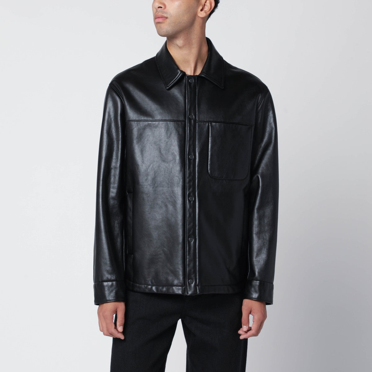 Salvatore Santoro Black leather overshirt Salvatore Santoro