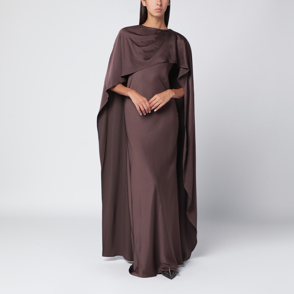 SIMKHAI Izel long dress in chocolate colour SIMKHAI