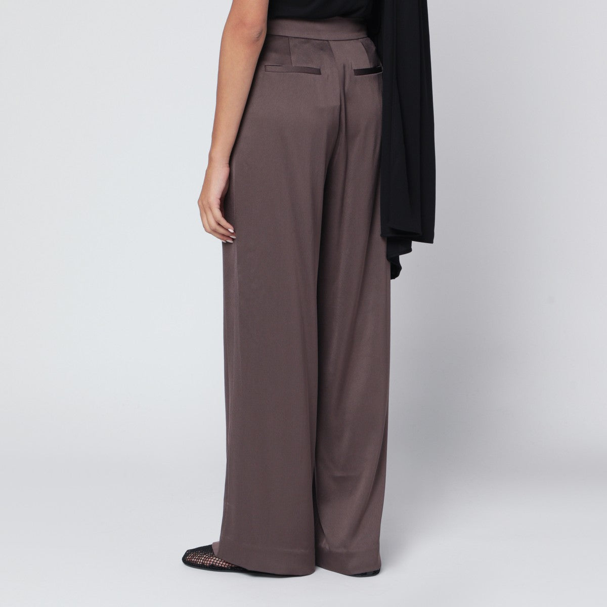SIMKHAI Kyra trousers in chocolate satin SIMKHAI