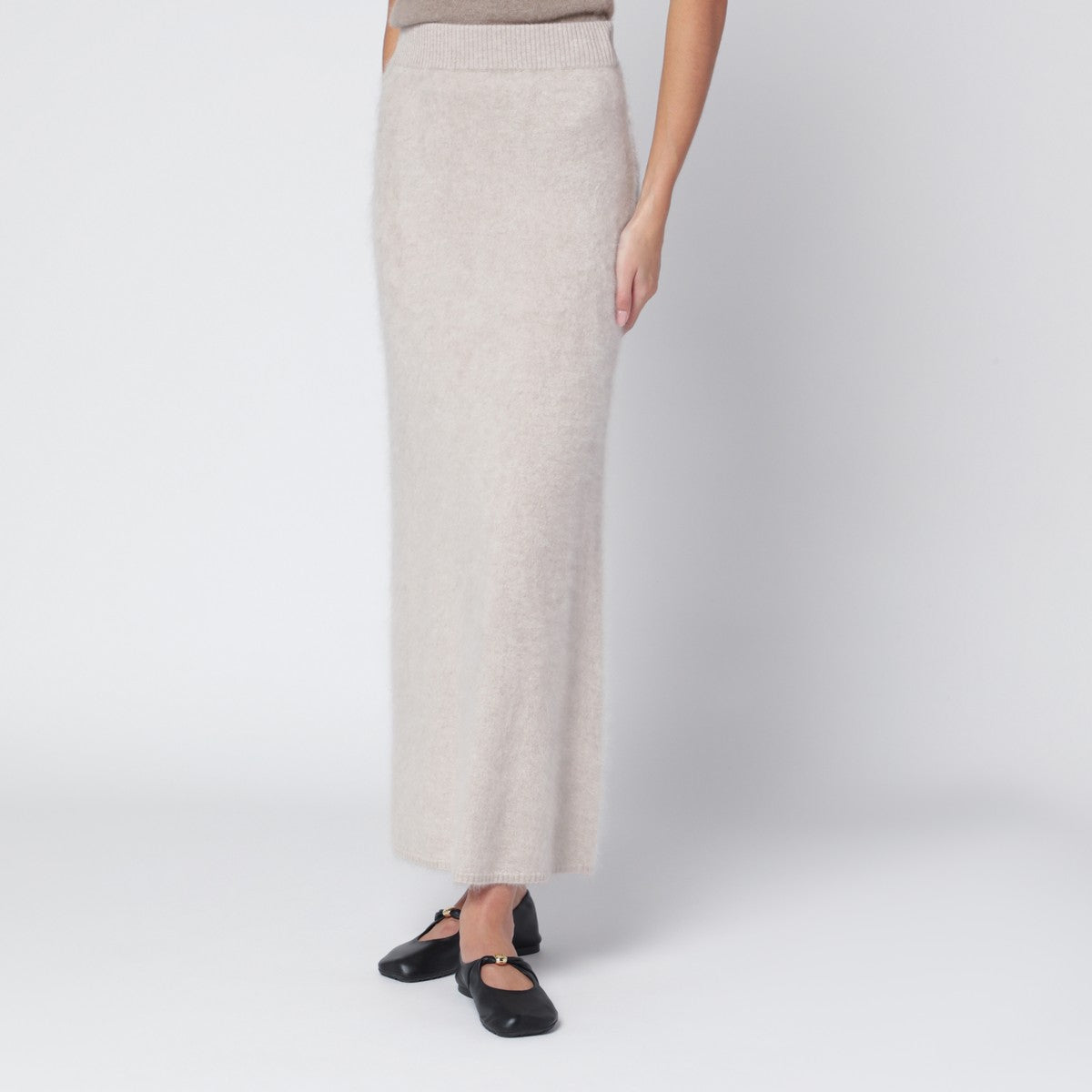 ALMADA LABEL Umi skirt in taupe cashmere ALMADA LABEL