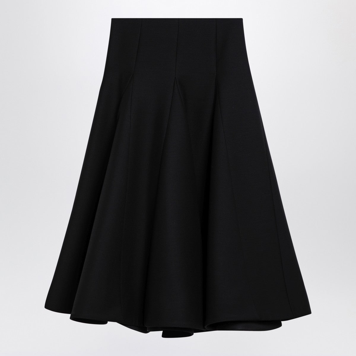 Valentino Black silk flounced midi skirt Valentino