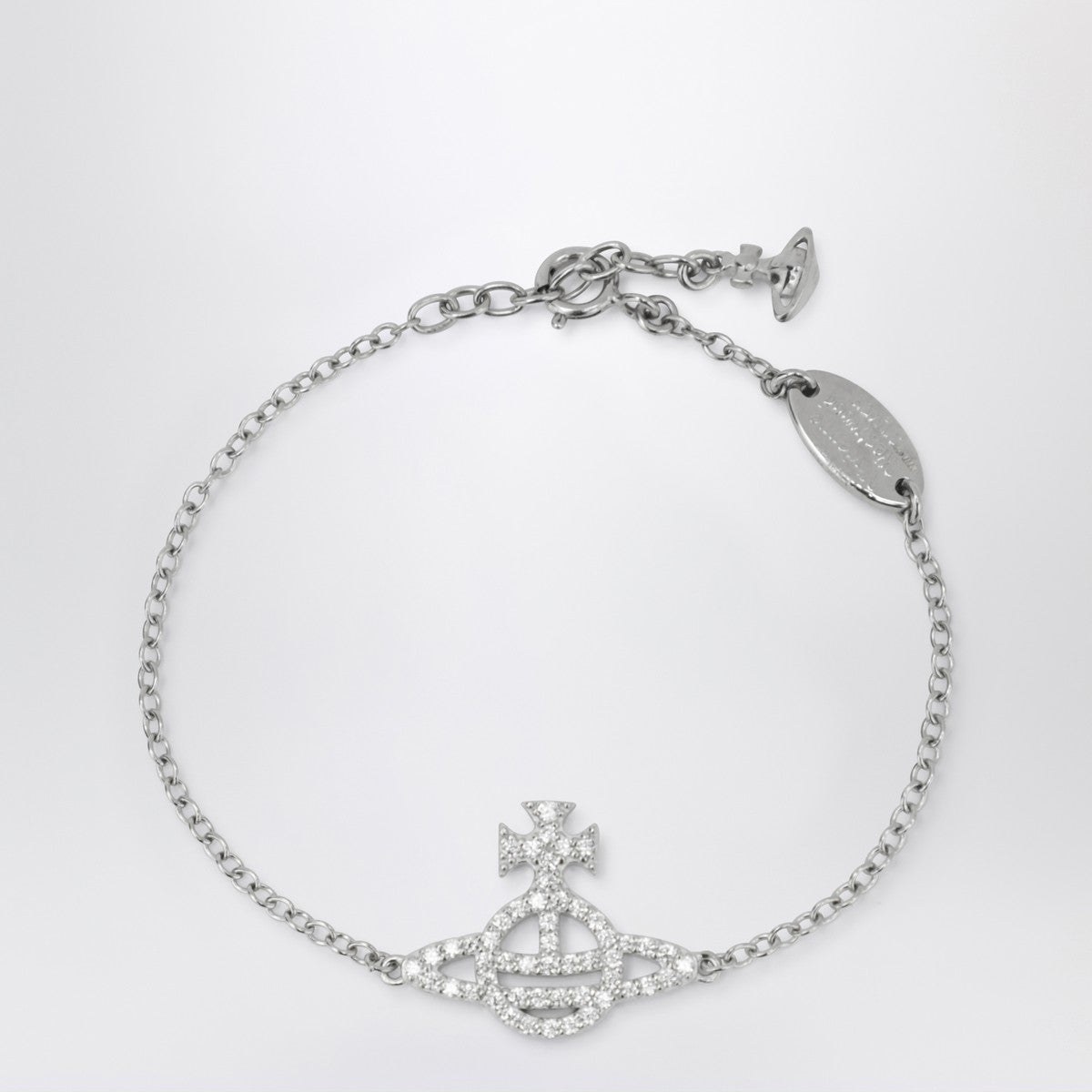 Vivienne Westwood Platinum Orb logo bracelet with crystals Vivienne Westwood