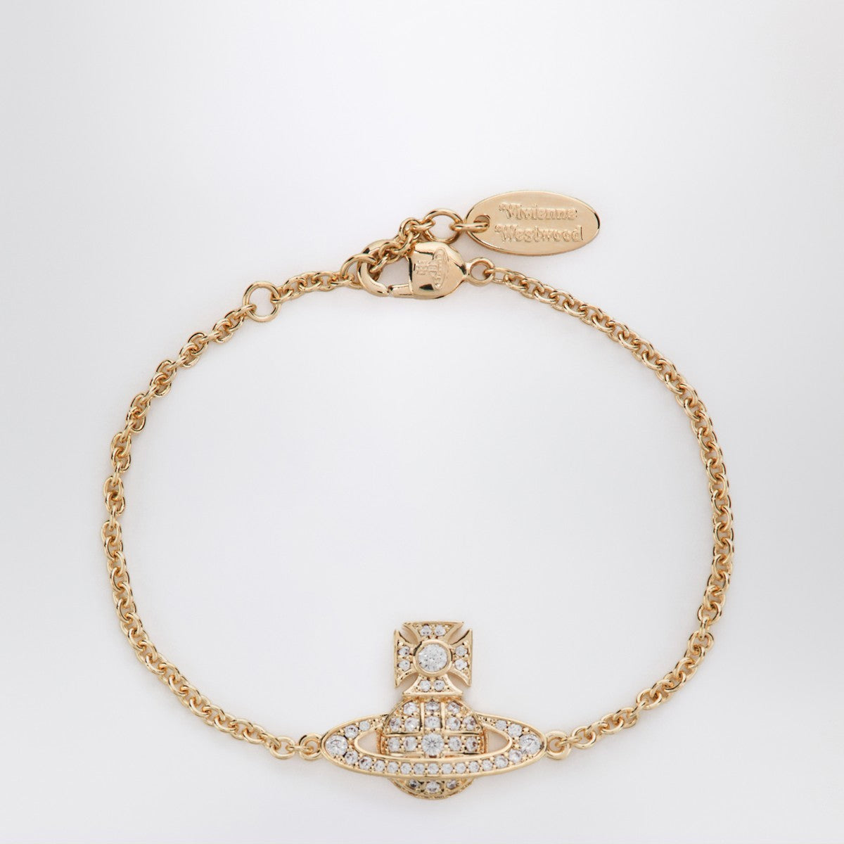 Vivienne Westwood Gold Orb logo bracelet with crystals Vivienne Westwood