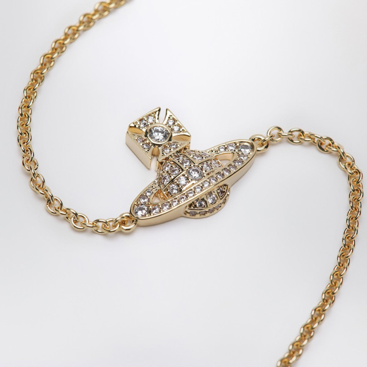 Vivienne Westwood Gold Orb logo bracelet with crystals Vivienne Westwood