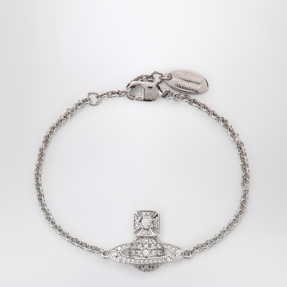 Vivienne Westwood Platinum Orb logo bracelet with crystals Vivienne Westwood