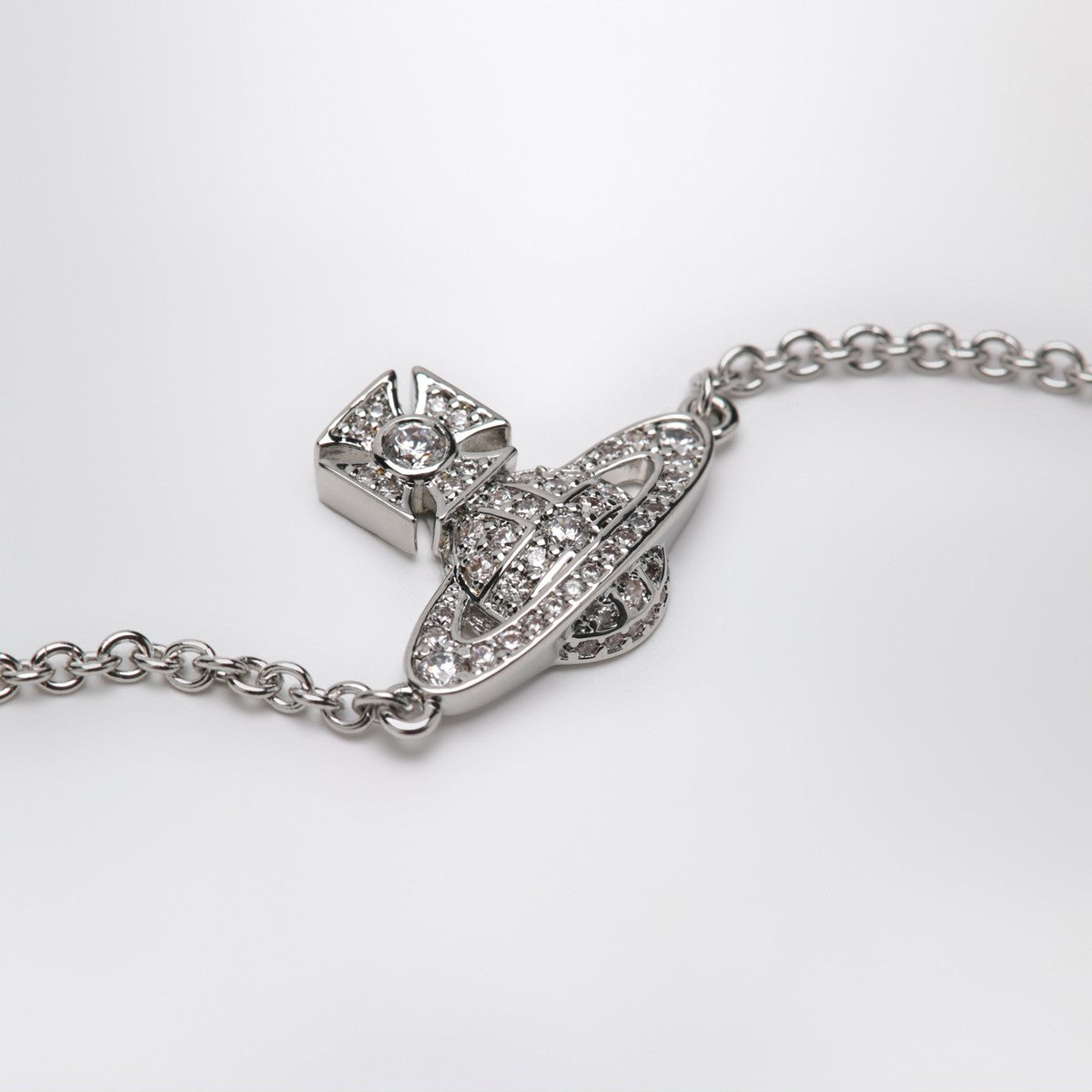Vivienne Westwood Platinum Orb logo bracelet with crystals Vivienne Westwood