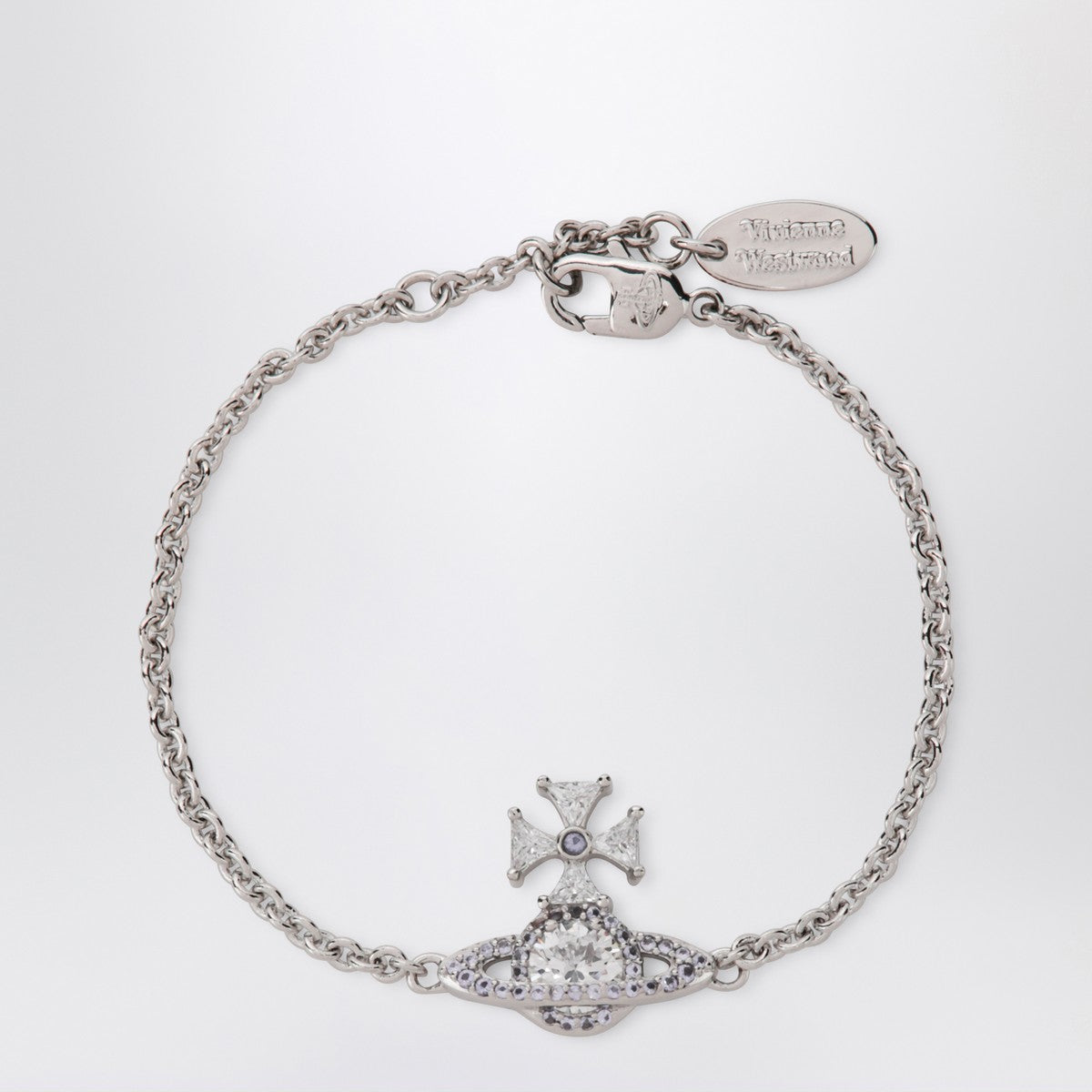 Vivienne Westwood Platinum Orb logo bracelet with crystals Vivienne Westwood